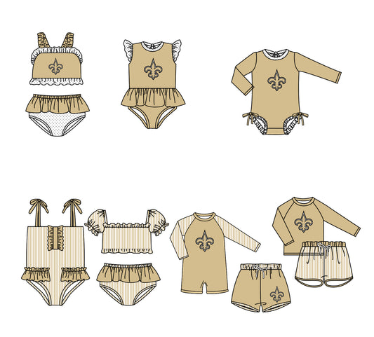 Custom moq 5 mix size milk silk summer teams baby girl boys clothes Two-Piece Swimsuit Set One Piece Swimsuits boy swim trunks