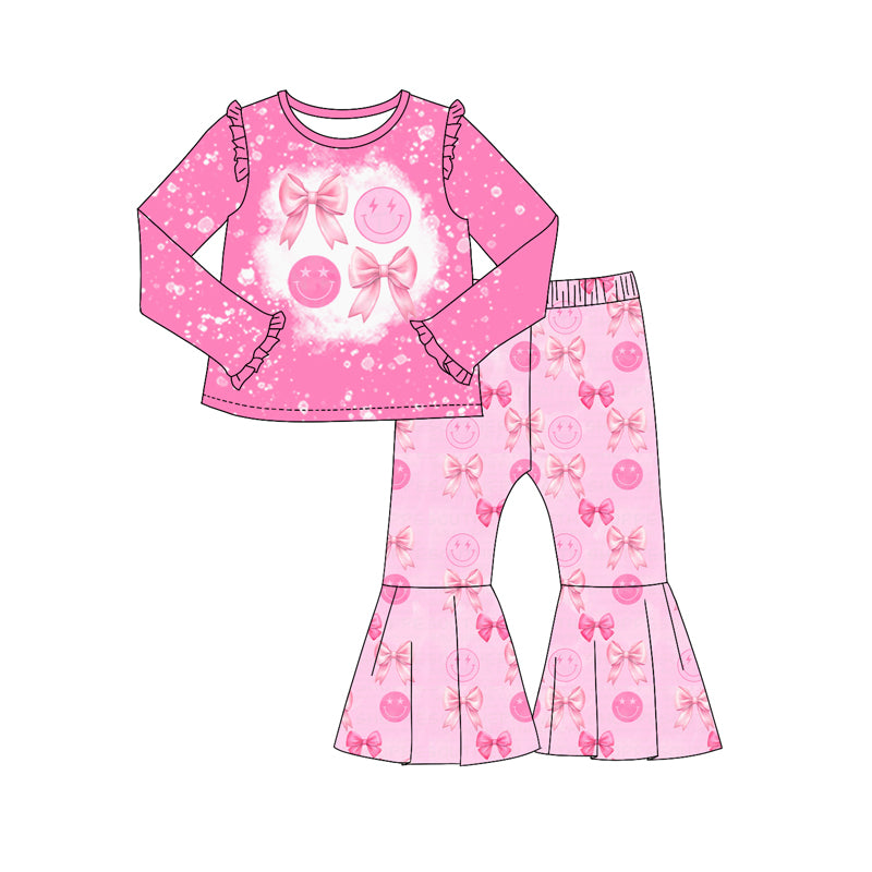 9.16 custom each style moq 5eta 4-6week Sibling Sister bow pink baby girl sets and dress and rompers match family design