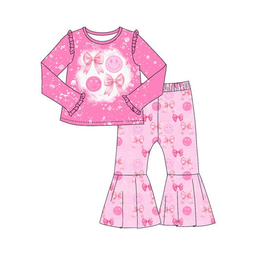 9.16 custom each style moq 5eta 4-6week Sibling Sister bow pink baby girl sets and dress and rompers match family design