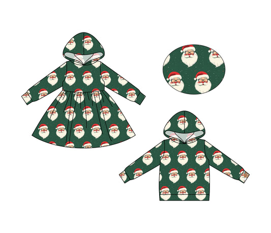 25.6.21 custom each style moq 5eta 4-6week Sibling Sisters Christmas green baby girls long sleeve dress and top match family design