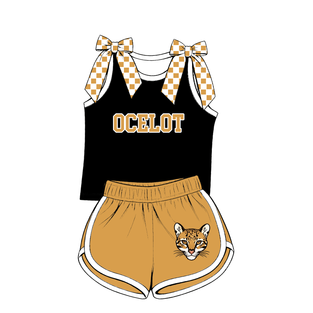 custom moq 5 mix size MSD071007 Baby Girls Bow Sleeveless Tank Top Elastic Waist Shorts Team Casual Outfit
