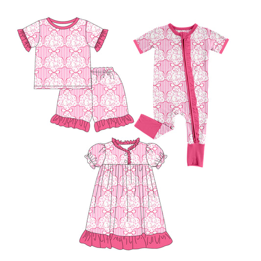 25.12.17 custom each style moq 5 eta 6-8week Sibling Sister easter baby short sleeve shorts sets and romper and dress match design