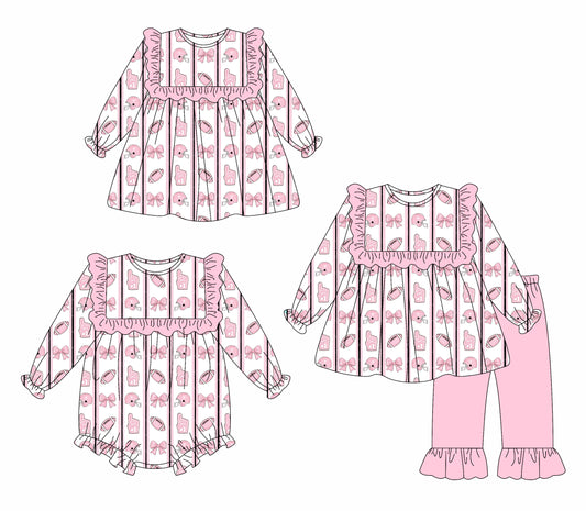 25.9.10 custom each style moq 5eta 4-6week Sibling Sisters bow baby girl long sleeve pants sets and dress and rompers match family design
