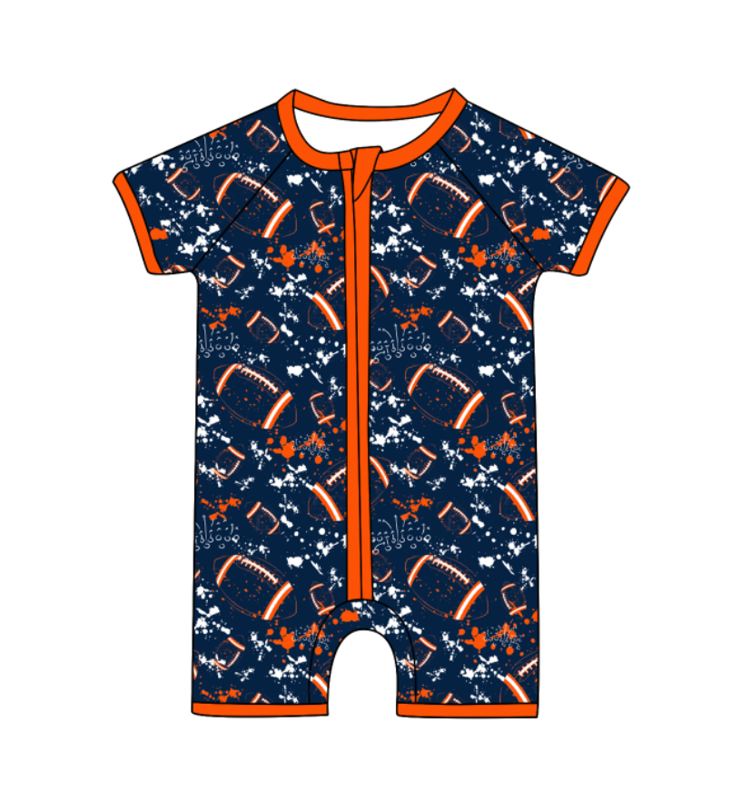 Custom moq 5 mix size milk silk summer teams Baby Football Short Sleeve Zipper  Romper