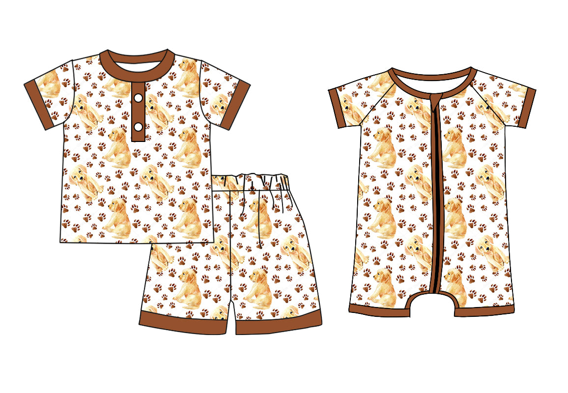 12.17 custom each style moq 5eta 4-6week Sibling Sister dog baby boy short sleeve shorts sets and rompers match design