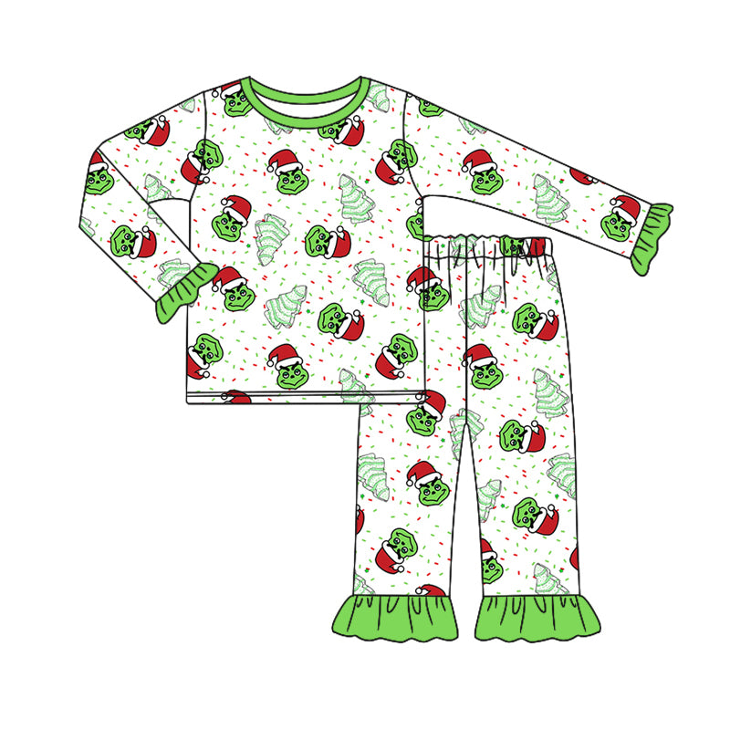 8.30 custom each style moq 5eta 4-6week Sibling Sister Christmas green baby girl sets and rompers match family design