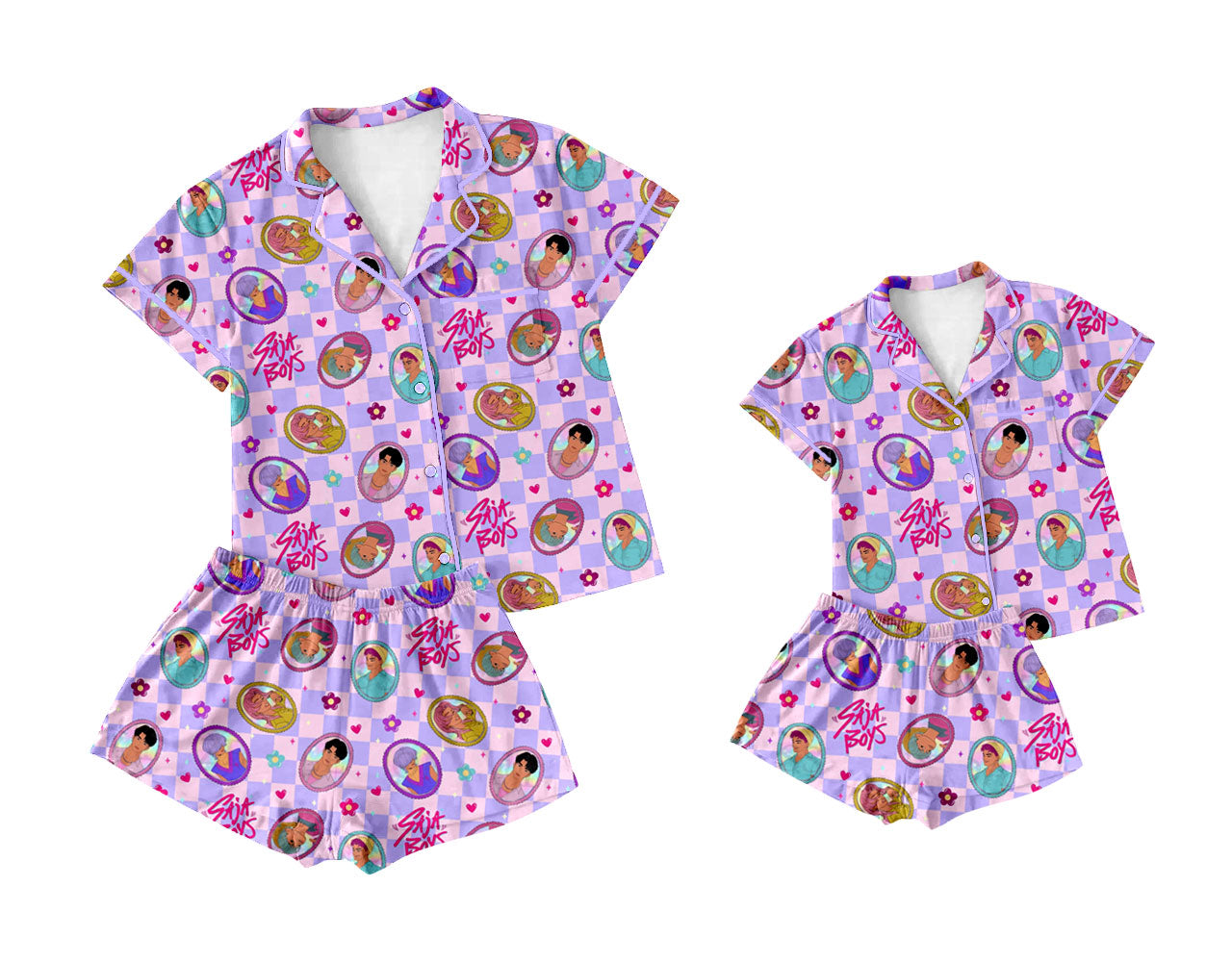 25.11.10 custom each style moq 5 eta 6-8week Sibling Sister short sleeve shorts sets and adult set match design