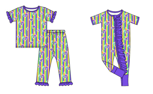 25.9.13 custom each style moq 5eta 6-8week Sibling Sisters mardi gras baby girl clothes short sleeve pants sets and romper match family design