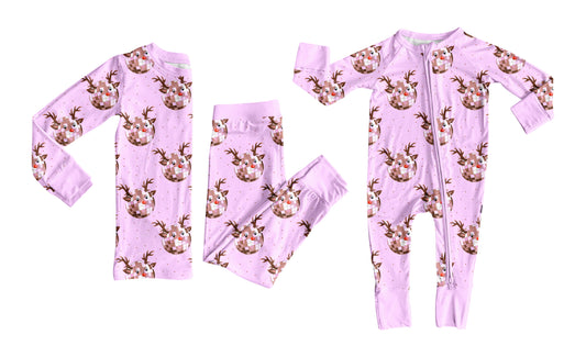 25.6.2 custom each style moq 5eta 4-6week Sibling Sisters Christmas deer purple baby boy long sleeve pants sets and rompers match family design