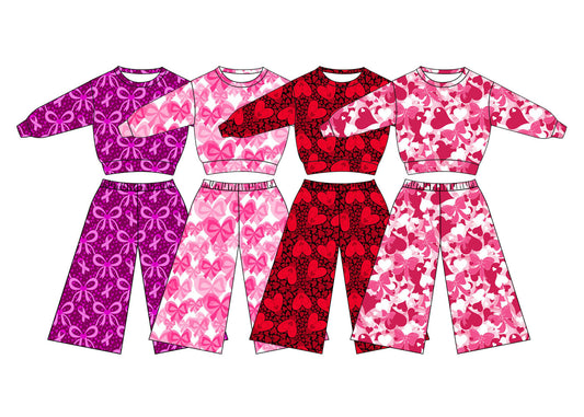 25.10.27 custom each style moq 5 eta 6-8week Sibling Sisters baby girl long sleeve pants sets 4 match family design