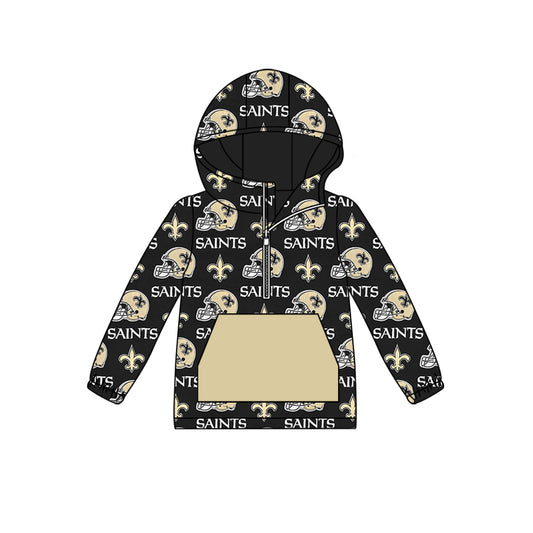 custom moq 3 eta 6-7weeks Gold and black lettering long sleeve zipper pocket hoodie