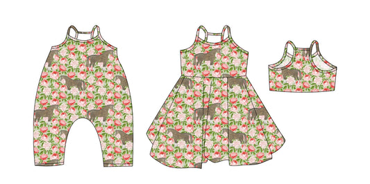 3.19 custom each style moq 5eta 4-6week Sibling Sisters floral baby girl short sleeve dress and rompers match family design