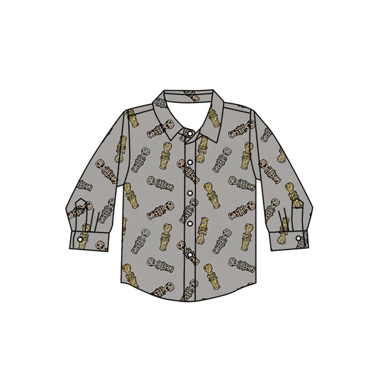 8.27 custom each style moq 5 eta 4-6week baby boys clothes button long sleeve top