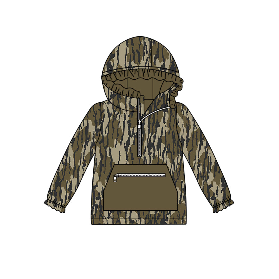 6.6 custom each style moq 5 eta 4-6week Sibling Sister baby boys and girls clothes camouflage hooded long sleeve top