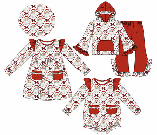 25.7.28 custom each style moq 5eta 4-6week Sibling Sisters Christmas baby girl long sleeve pants sets and dress and rompers match family design