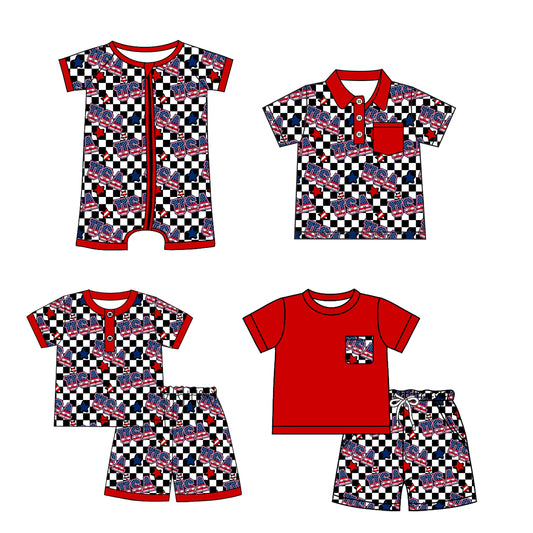 3.25 custom each style moq 5eta 4-6week Sibling Sister USA baby girl sets 1 and sets 2 and boy rompers and top match family design