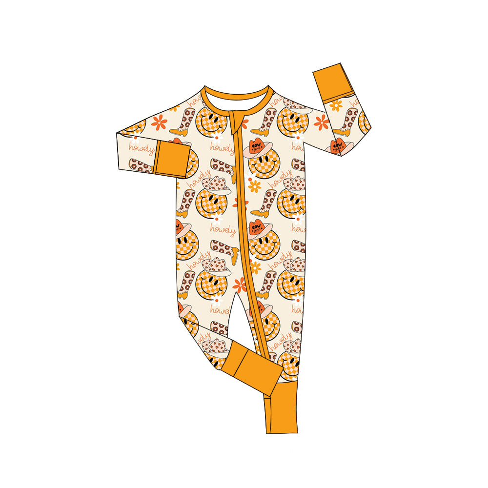 6.17 custom each style moq 5eta 4-6 week Sibling Sister smiley orange boys outfits and romper match family design