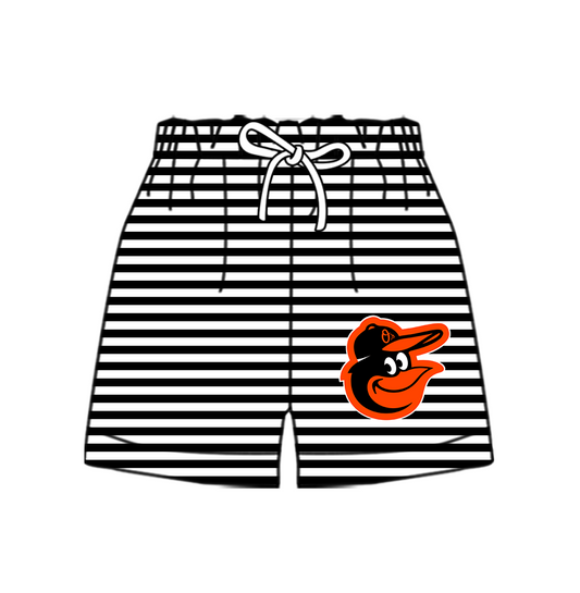 Custom moq 5 mix size milk silk summer teams Baby Black Striped Drawstring Shorts for Children Elastic Waist Kids Summer Shorts