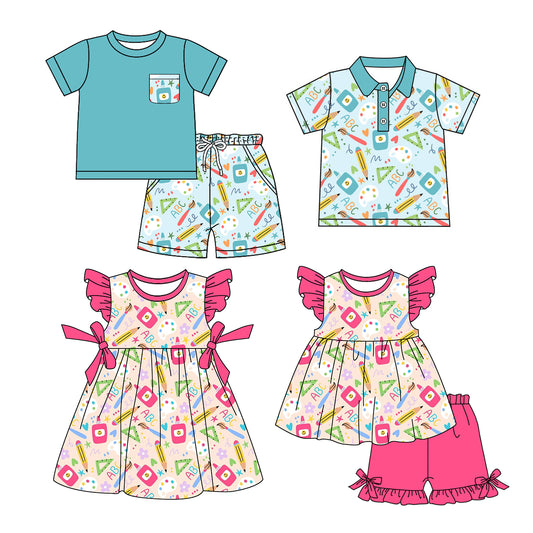 25.12.23 custom each style moq 5 eta 6-8week Sibling Sister baby short sleeve shorts sets 2 and dress and top match design
