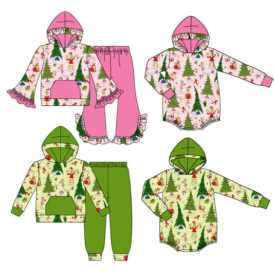 25.8.13 custom each style moq 5 eta 4-6week Sibling Sisters Christmas baby girl long sleeve pants sets 1 and sets 2 and romper 1 and romper 2 match family design