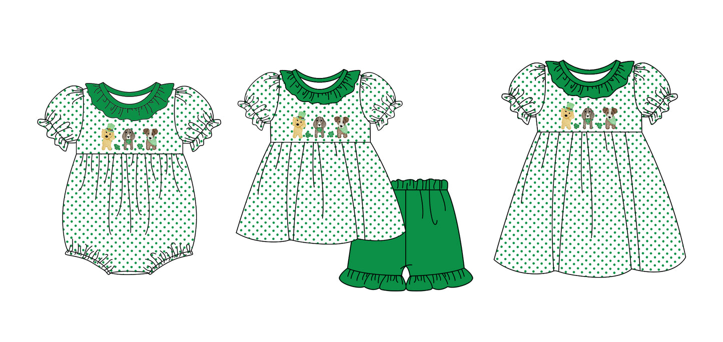 12.7 custom each style moq 5eta 4-6week Sibling Sister baby girl short sleeve shorts sets and dress and rompers match family design