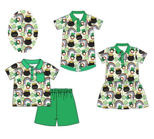 12.6 custom each style moq 5eta 4-6week Sibling Sister rainbow baby girl short sleeve shorts sets and dress and rompers match family design