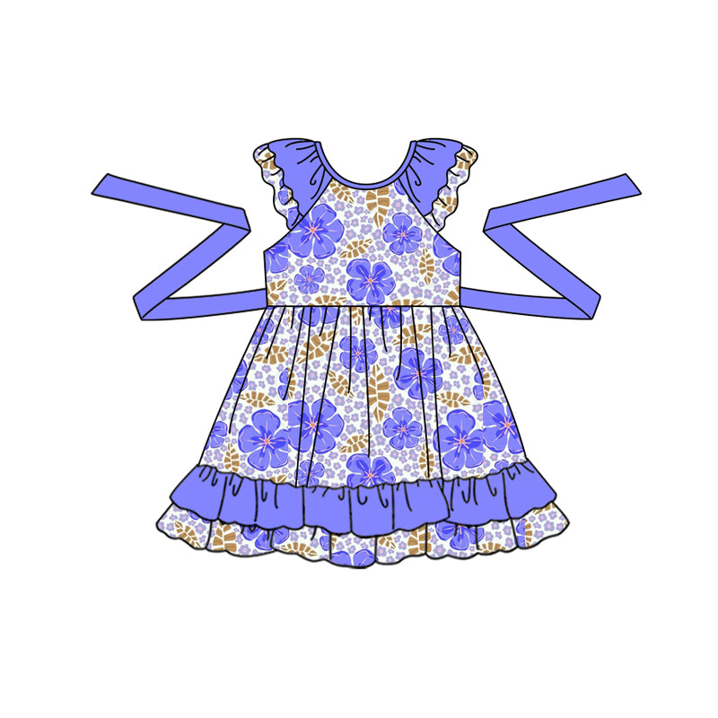 10.11 custom each style moq 5eta 4-6week Sibling Sister floral blue baby girl short sleeve briefs sets and dress and rompers match family design