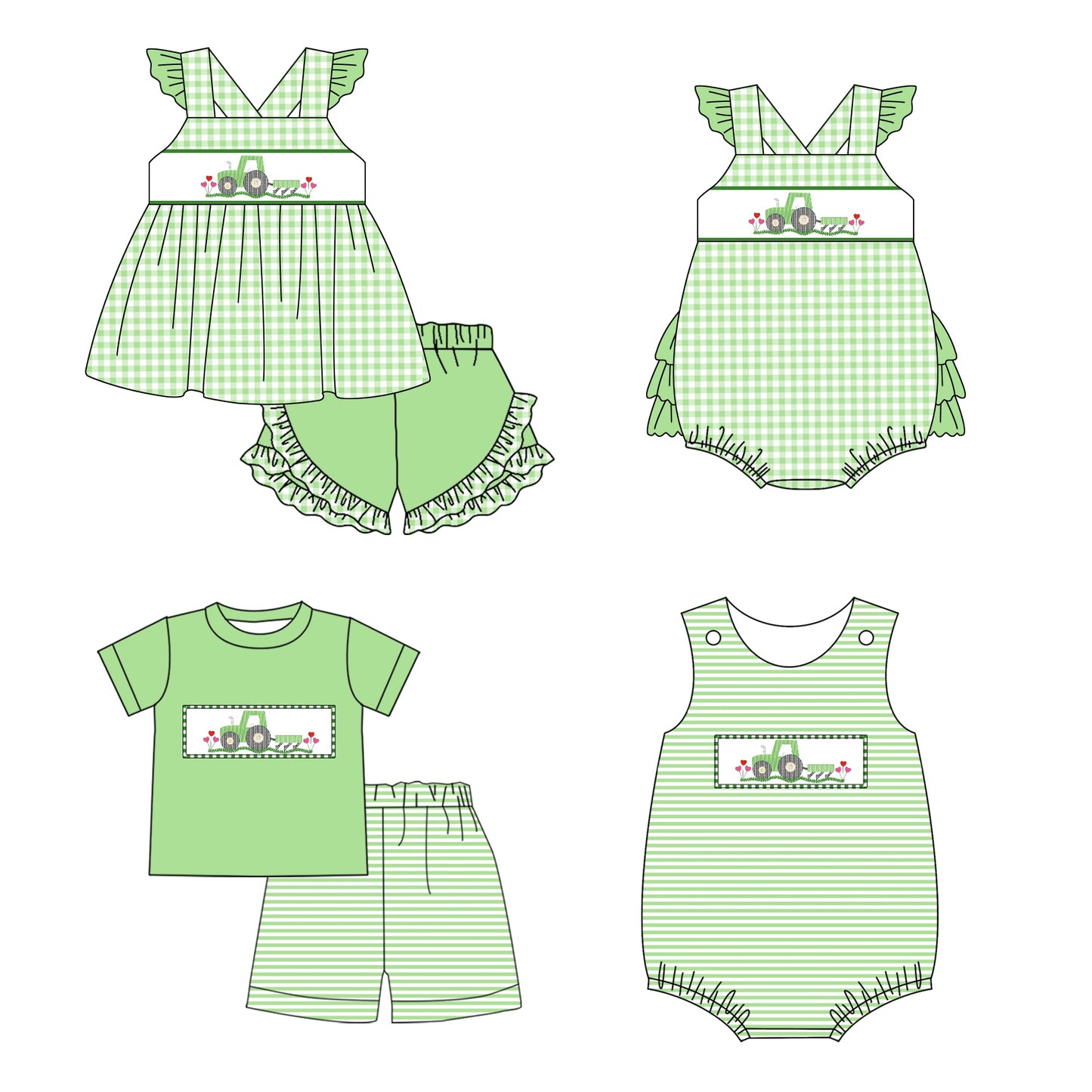 11.9 custom each style moq 5eta 4-6week Sibling Sister baby girl short sleeve shorts sets and sets 2 and girls romper and boy romper match design