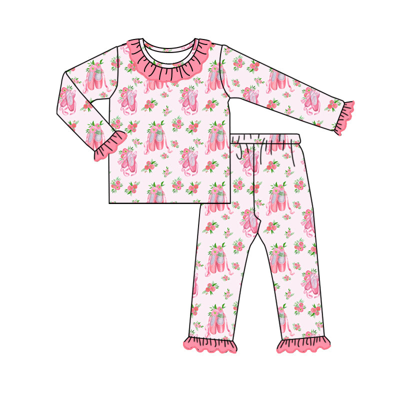 7.26 custom each style moq 5eta 4-6week Sibling Sister ballet shoes pink baby girls sets and dress and rompers match family design