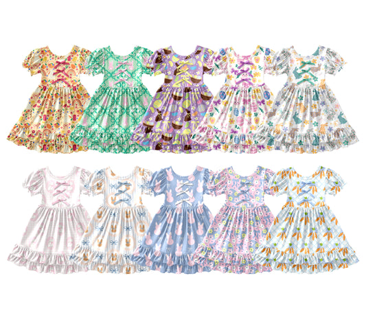25.12.15 custom each style moq 5 eta 6-8week Sibling Sister baby short sleeve dresses 10 match design