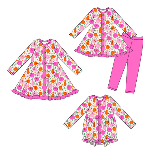25.6.24 custom each style moq 5eta 4-6week Sibling Sisters halloween baby girl long sleeve pants sets and dress and rompers match family design