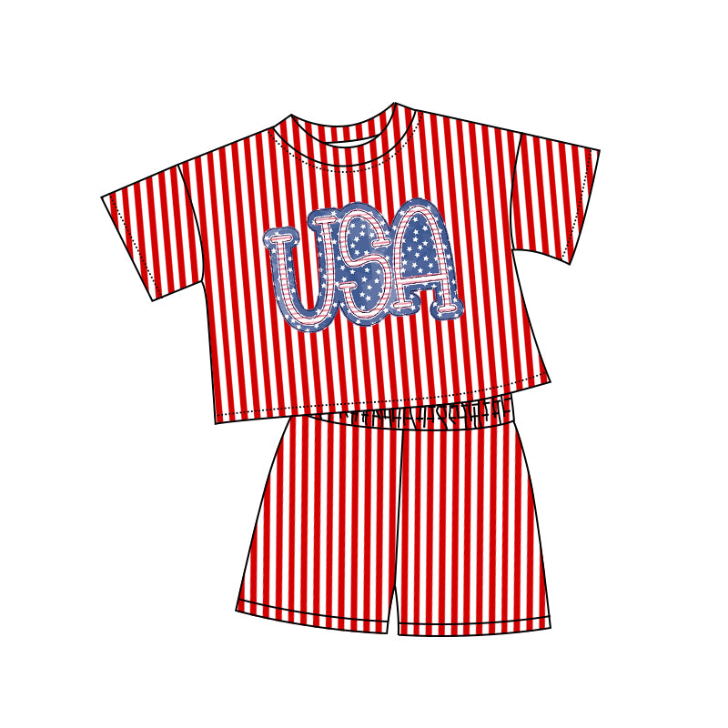 4.10 custom each style moq 5eta 4-6week Sibling Sister 4th of july baby girls short sleeve set 1 and set 3 match design