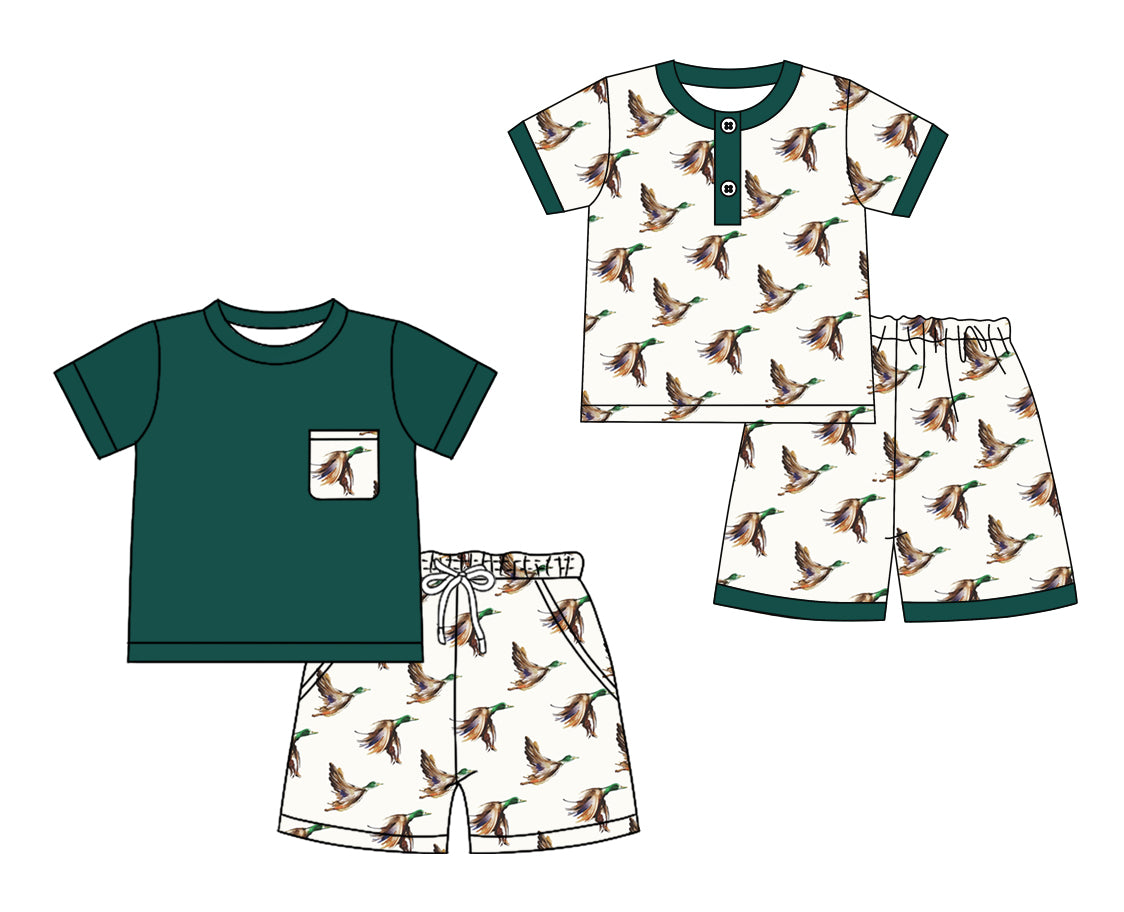 12.18 custom each style moq 5eta 4-6week Sibling Sister duck baby girls short sleeve shorts fish sets 1 and easter sets 2 match design