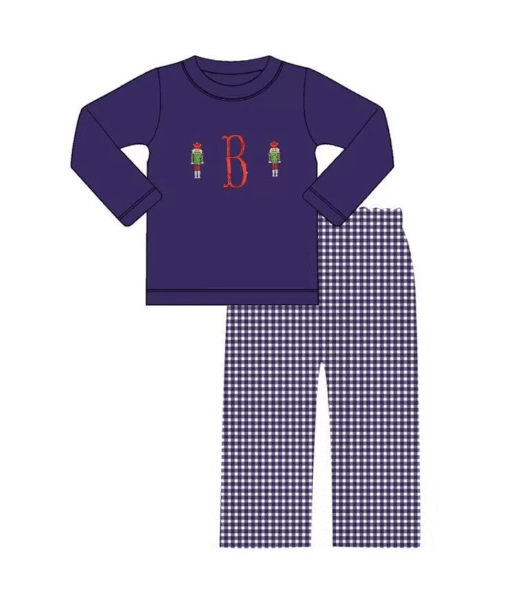 5.17custom each style moq 5eta 4-5week Sibling Sister nutcracker knight print purple girls and boys outfits and baby romper match family design