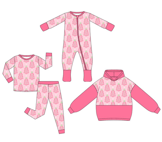 25.5.10 custom each style moq 5eta 4-6week Sibling Sisters Christmas trees baby girl long sleeve pants sets and rompers and tops match family design