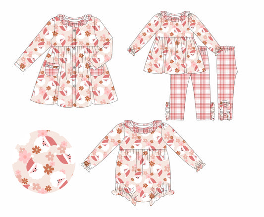 25.5.24 custom each style moq 5eta 4-6week Sibling Sisters Christmas baby girl long sleeve pants sets and dress and rompers match family design