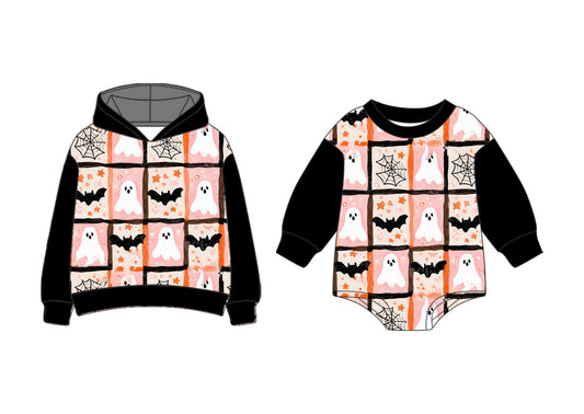 25.7.19 custom each style moq 5eta 4-6week Sibling Sisters halloween baby boy long sleeve romper and top match family design