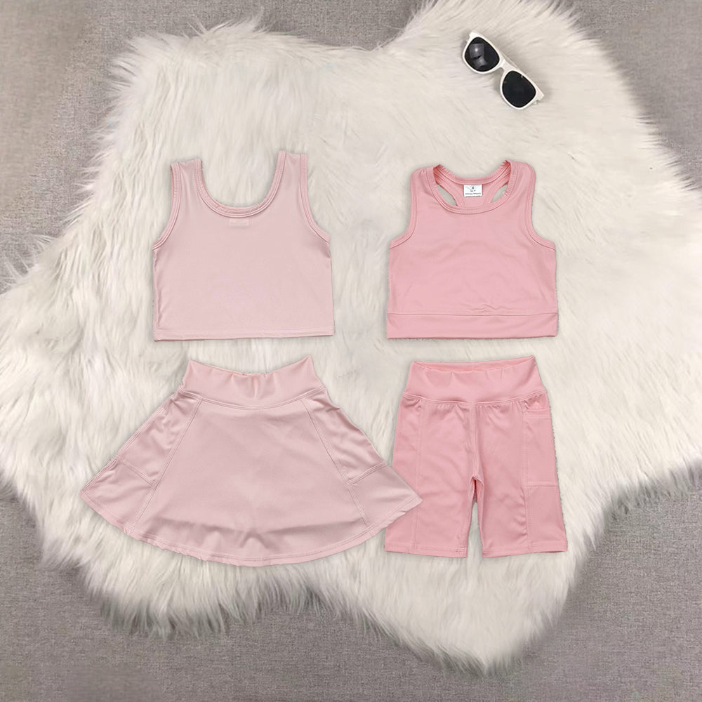 RTS NO MOQ Girls clothes yoga short sleeve Clothes Sets dress