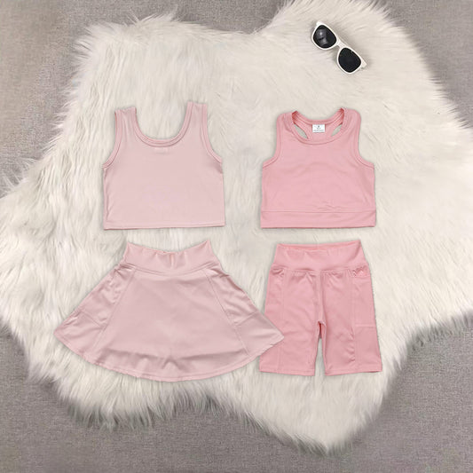 RTS NO MOQ Girls clothes yoga short sleeve Clothes Sets dress