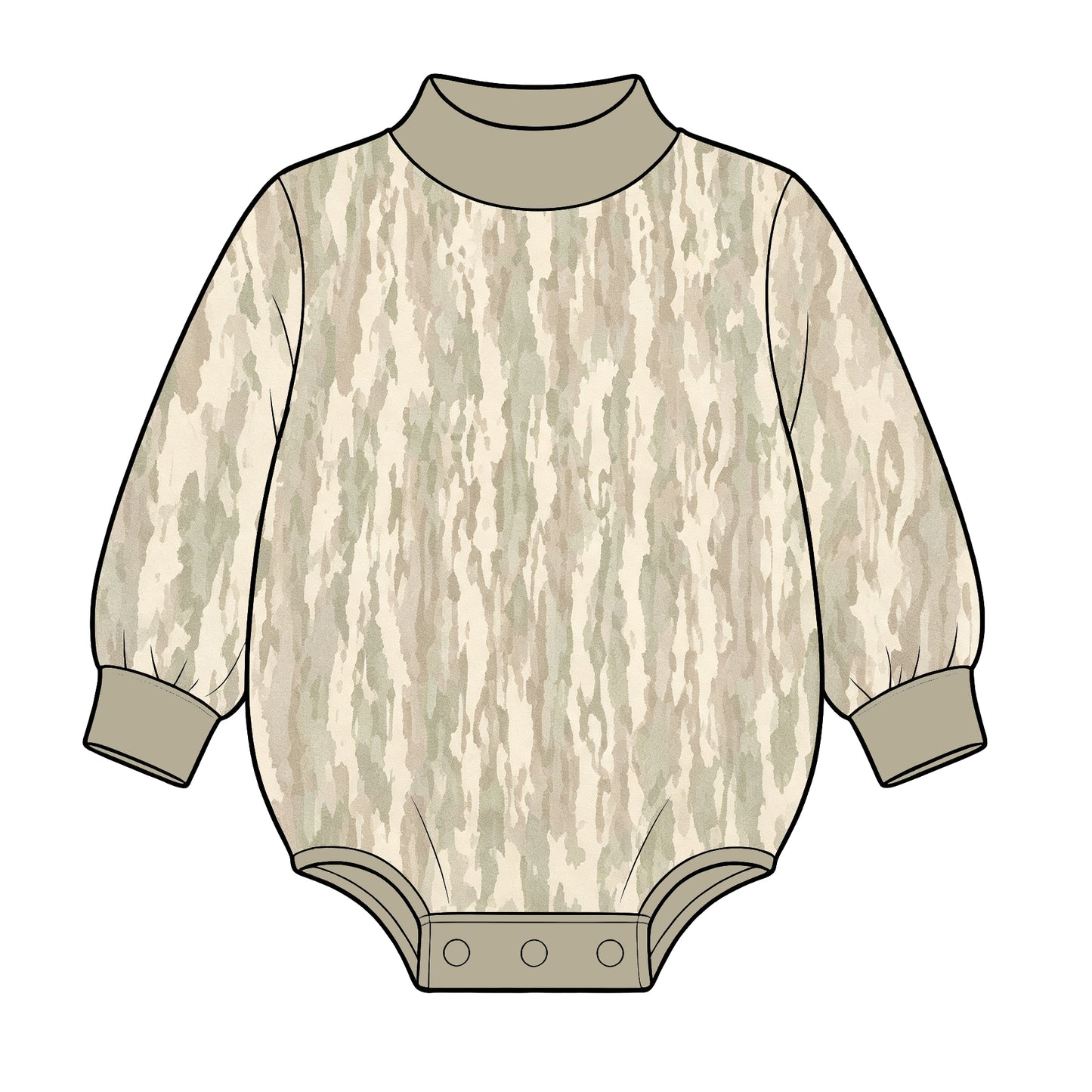 custom moq 5 mix size NB01062302  Baby Kids Camo Print Mock Neck Long Sleeve Fall Romper