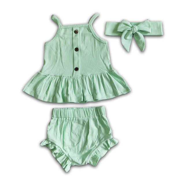 RTS NO MOQ Sibling Baby Girls cotton pink bummie sets