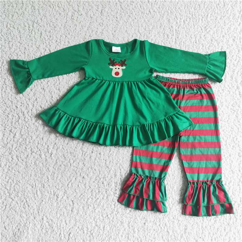RTS NO MOQ（In Stock) GLP0046 Baby girl Toddler embroidery Shirts Pants Clothes Sets