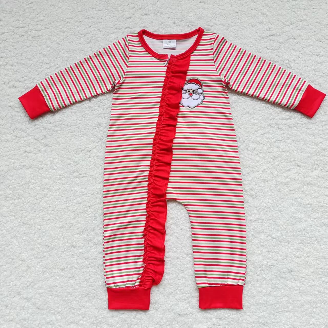 RTS NO MOQ（In Stock) LR0441 Embroidered Christmas long-sleeved jumpsuit