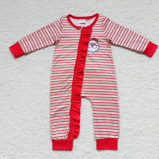 RTS NO MOQ（In Stock) LR0441 Embroidered Christmas long-sleeved jumpsuit