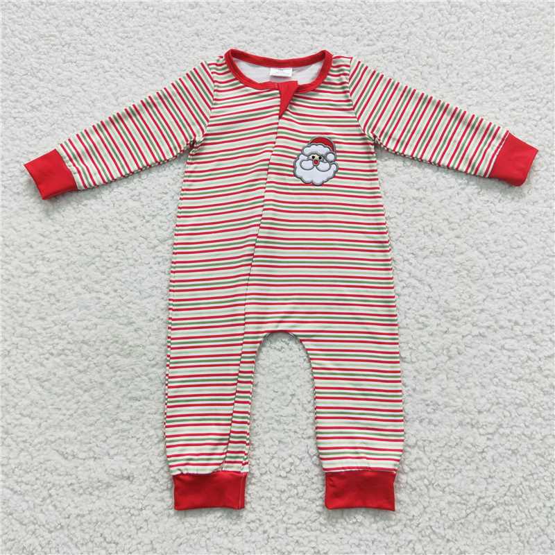 RTS NO MOQ（In Stock ) LR0442 Embroidered Christmas long-sleeved jumpsuit