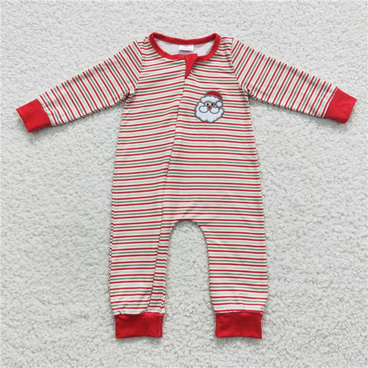 RTS NO MOQ（In Stock ) LR0442 Embroidered Christmas long-sleeved jumpsuit