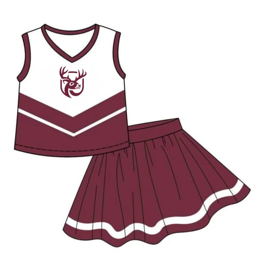 Custom moq 5 each style eta 6-7weeks baby girl clothes team brick red sleeveless skirts sets-25.8.6