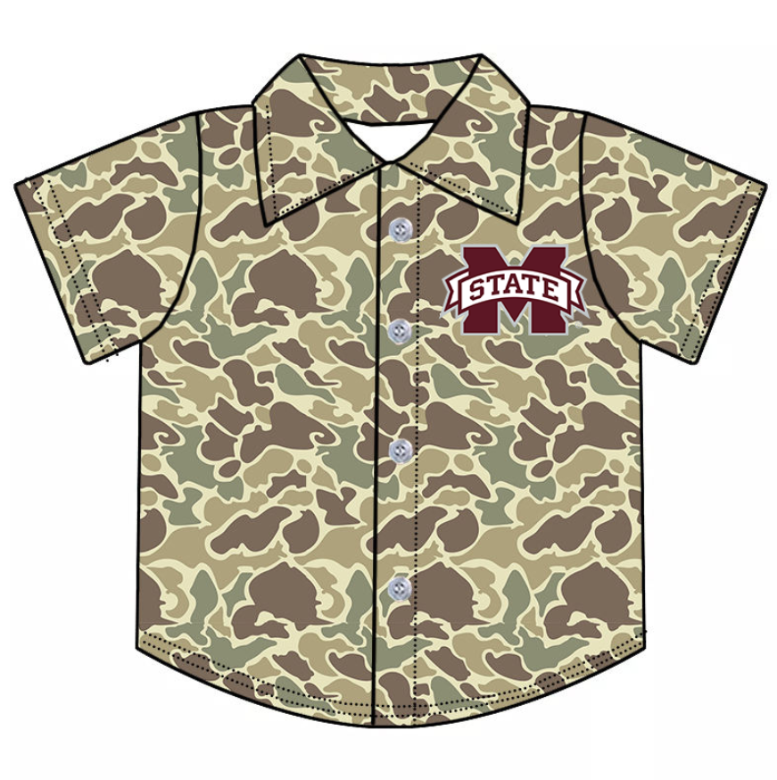 Custom moq 5 mix size milk silk summer teams baby boy clothes team camouflage button short sleeve top-25.9.4