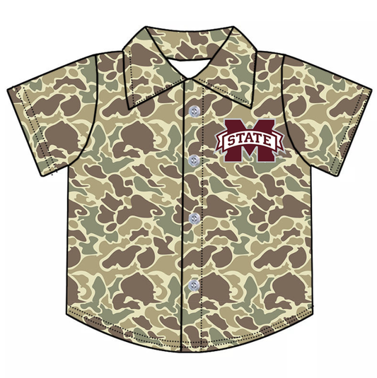 Custom moq 5 mix size milk silk summer teams baby boy clothes team camouflage button short sleeve top-25.9.4