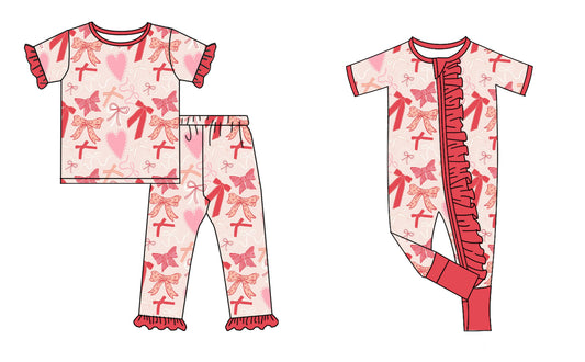 25.9.13 custom each style moq 5eta 6-8week Sibling Sisters love bow baby girl clothes short sleeve pants sets and romper match family design